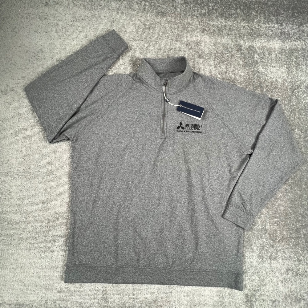 Holderness & Bourne Westland Pullover XL Charcoal Gray 1/4 Zip Mitsubishi Logo